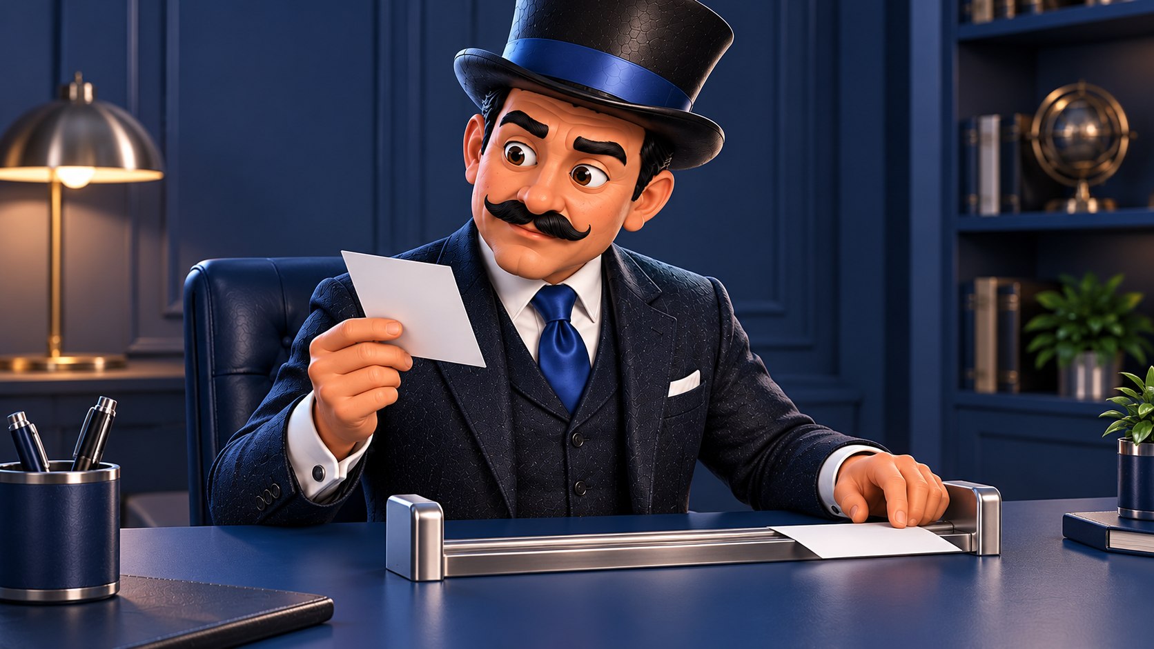 Satoshi examina dos justificantes separados sobre una mesa, con gesto analítico.